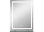 Specchio Da Bagno Fortuna Lai Con Illuminazione, Specchio Da Parete Con 3 Colori Di Luce, Specchio Illuminato IP44 Con Interruttore Touch, Funzione Memoria, Specchio Da Bagno In Alluminio, 50 X 70 Cm