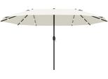 Ombrellone Doppio Fortuna Lai Con Led, 440 X 256 Cm, Ombrellone Da Giardino Con Manovella, Ombrellone Da Terrazza In Bianco Crema Per Giardino E Terrazza