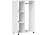 Fortuna Lai Armadio Su Ruote, Guardaroba Mobile, 1 Appendiabiti, 3 Ripiani, Armadio Guardaroba, Appendiabiti Su Ruote Per Corridoio, Camera Da Letto, 80 X 40 X 128 Cm, Bianco