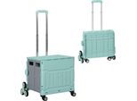 Carrello Della Spesa Pieghevole Fortuna Lai Con Portata Fino A 80 Kg, Manico Telescopico Regolabile E Coperchio, Carrello Di Trasporto Verde