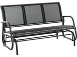 Fortuna Lai Sedia A Dondolo A 3 Posti Robusta Panchina Da Giardino Come Altalena Da Giardino, Metallo, Resistente Alle Intemperie, Nero, 151X75X85 Cm
