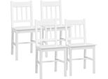 Set Di 4 Sedie Da Pranzo Fortuna Lai Sedie Da Cucina Moderne Con Schienale, Legno Di Pino, Bianco, Ideali Per Cucina E Soggiorno
