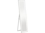 Fortuna Lai Specchio A Figura Intera 40 X 160 Cm Specchio Da Terra Con Luce Led, Specchio Da Parete Con Comando Touch, Specchio Da Pavimento Per Camera Da Letto, Soggiorno, Bianco