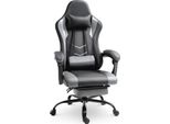 Poltrona Gaming Fortuna Lai Regolabile In Altezza Con Poggiatesta E Cuscino Lombare, Ergonomica, Fino A 120 Kg, Con Poggiapiedi, Nera