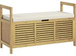 Panca Porta Scarpe Fortuna Lai Con Coperchio Ribaltabile E Scaffale Porta Scarpe, Panca Guardaroba In Bambù, Contenitore Naturale Per Ingresso E Corridoio, 100 X 40 X 60 Cm