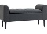 Panca Fortuna Lai Con Vano Contenitore Panca Imbottita Pouf Panca Contenitore Con Portata Fino A 130 Kg, Effetto Lino Grigio Scuro, 116 X 44 X 58 Cm Per Corridoio E Soggiorno
