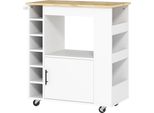 Carrello Da Cucina Fortuna Lai Carrello Di Servizio Con Piano Di Lavoro, Ripiani, Scaffali Per Vino, Armadio Da Cucina Carrello Con Cerniere Soft-Close, Maniglia, Isola Da Cucina Per Ufficio, 83X40X83 Cm, Rovere