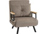 Poltrona Letto Fortuna Lai, 63 X 73 X 81 Cm, Con Schienale Regolabile In Cinque Posizioni, Salvaspazio, Robusta, Effetto Velluto, Marrone Chiaro