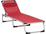 Fortuna Lai Lettino Prendisole Lettino Da Giardino Regolabile In 5 Posizioni Pieghevole Ergonomico Con Tessuto A Rete Rosso 165 X 60 X 76 Cm Per Ore Di Relax All'aperto