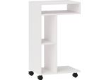 Fortuna Lai Tavolino Tavolino Con Rotelle, Scrivania Con 4 Ripiani, Tavolino Da Divano Tavolino Per Laptop, Tavolino Da Letto, Per Sala Da Pranzo Soggiorno, Bianco