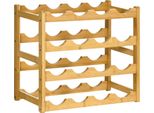 Fortuna Lai Scaffale Portabottiglie In Bambù Per 16 Bottiglie 43X23,5X38 Cm, Elegante Design In Legno Naturale Per Cucina E Soggiorno