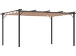 Fortuna Lai Pergola Gazebo 3 X 4 M Con Tetto In Tessuto Regolabile In Alluminio, Copertura Parasole Per Terrazza E Giardino In Grigio E Marrone