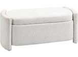 Panca Fortuna Lai, Panca Letto Con Contenitore, Panca Imbottita Con Coperchio, Effetto Velluto, Panca Contenitore, Color Crema, 105 X 44 X 45,5 Cm