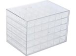 Scatola Portaoggetti Per Gioielli E Nail Art - Scatola Espositiva - 120 Scomparti - 5 Cassetti - Acrilico - Dimensioni 21,5×14,5×15 Cm - Trasparente