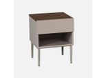Comodino In Metallo E Decorazione In Legno 1 Anta 1 Vano, Grigio