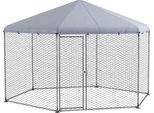 Fortuna Lai Pollaio 400 X 346 X 263 Cm Recinto All'aperto In Acciaio, Gabbia Per Polli Con Copertura, Porta, Recinto Per 10-15 Polli, Piccoli Animali, Grigio