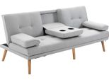 Divano Letto Fortuna Lai Comodo Divano Letto, 3 Posti, Divano Letto, Lino, Grigio Chiaro, 181X77X72 Cm