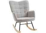 Fortuna Lai Sedia A Dondolo Poltrona A Dondolo Poltrona Decorativa Poltrona Da Salotto Poltrona Relax, Portata Massima 120 Kg, Tessuto Berbero, Grigio Chiaro 71 X 98 X 101 Cm