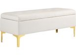 Panca Fortuna Lai Con Vano Contenitore Panca Imbottita Effetto Velluto Gambe In Metallo Panca Letto Per Soggiorno Camera Da Letto Corridoio 120 X 44 X 44,5 Cm Beige