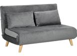 Divano Letto Fortuna Lai A 2 Posti Con Funzione Letto, Divano Ribaltabile Con Schienale Regolabile, Effetto Velluto Grigio, 130 X 78 X 79 Cm Per Soggiorno
