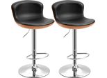 Fortuna Lai Sgabello Da Cucina Set Da 2 Pezzi Regolabile In Altezza Girevole Con Poggiapiedi E Schienale In Pelle Finta Fino A 120 Kg 46 X 53,5 X 85-106 Cm Nero