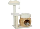 Fortuna Lai Tiragraffi 79 Cm Tiragraffi Per Gatti Con Cuccia, Lettino, Palline, Tiragraffi Con Colonne In Sisal, Per Gatti Fino A 5 Kg, Bianco Crema