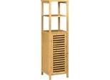 Fortuna Lai Armadio Da Bagno Regolabile In Altezza, Armadio Da Bagno In Bambù, Mobile Da Bagno Con Armadio, Due Ripiani Aperti, Per Bagno, Circa 33 X 30 X 120 Cm Legno Naturale