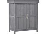 Armadio Da Giardino Fortuna Lai Armadio Per Attrezzi Resistente Alle Intemperie In Legno Di Abete, Doppia Anta, 2 Scomparti, Grigio Scuro, 74X43X88 Cm