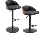 Fortuna Lai Set Di 2 Sgabelli Da Bar Girevoli Con Poggiapiedi Regolabili In Altezza In Pelle Finta E Legno 48 X 49,5 X 76-96 Cm Per Cucina E Bar