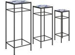 Fortuna Lai Set Di 3 Supporti Per Piante, Alti 71 Cm Supporti Per Fiori Da Interno, Scaffale Per Piante In Metallo, 3 Scaffali Per Fiori Di Diverse Dimensioni, Sgabello Per Fiori, Supporto Per Vasi Da Fiori Per Soggiorno, Giardino, Balcone Blu+Bianco