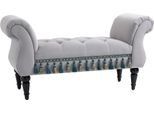 Fortuna Lai Panca Elegante Panca Imbottita Pouf Panca In Legno In Schiuma Di Poliestere Gommata Grigio 117X40X58Cm Per Soggiorno E Camera Da Letto