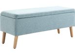 Panca Fortuna Lai Verde Chiaro Panca Imbottita Con Vano Contenitore 110X39X45 Cm In Poliestere Simile Al Lino E Legno Di Gomma In Design Scandinavo