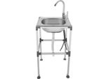 Lavello In Acciaio Inox - Vasca Singola - Con Rubinetto - 1 Foro - Per Cucina/Lavanderia - Argento