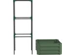 Fortuna Lai Aiuola Rialzata Con Supporto Per Rampicanti, Fioriera E Orto, Vaso Da Fiori In Acciaio Zincato, Ideale Per Giardino E Balcone, Verde
