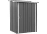 Fortuna Lai Capanno Per Attrezzi In Acciaio 0,92 M² Armadio Da Giardino Chiudibile A Chiave Con Tetto A Una Falda, 100X103X160 Cm, Grigio