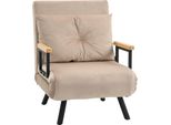 Fortuna Lai Divano Letto Poltrona Relax Con Funzione Letto Letto Per Ospiti Effetto Velluto Cuscini Schienale Schienale Regolabile Beige 63 X 73 X 81 Cm Per Soggiorno