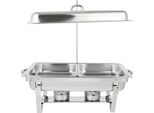 Scaldavivande Chafing Dish - Gn 2/3 - 2 Scomparti - Acciaio Inossidabile - Con Coperchio - Rettangolare - Argento