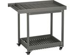 Fortuna Lai Carrello Da Barbecue Con Portasciugamani 87X50X80 Cm, Carrello Da Giardino Con 2 Ripiani, Tavolo Multifunzionale Da Esterno