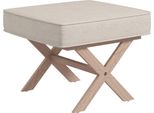 Fortuna Lai Pouf, Panca Imbottita Con Rivestimento Effetto Lino, Poggiapiedi Con Seduta Imbottita, Tappetino Antiscivolo, Poggiapiedi Ottomano In Legno, Per Soggiorno, Camera Da Letto, Bianco Crema