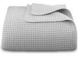 Coperta Estiva In Piqué 140X200 Cm Grigio Chiaro, Coperta Leggera E Avvolgente, Traspirante, Termoregolante, Facile Da Lavare