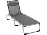 Fortuna Lai Sdraio Sdraio Da Giardino Sdraio In Alluminio Sdraio Relax Regolabile In 5 Posizioni Pieghevole Ergonomica Tessuto A Rete Grigio 170 X 60 X 76 Cm