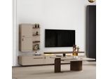 Salotto Beige Set Designer Mobile Tv Basso Armadi A Muro In Legno