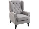 Fortuna Lai Poltrona Singola Poltrona Relax Poltrona A Orecchiere 74X86X102 Cm, Poltrona Di Design Con Trapuntatura, Piedini In Legno, Poliestere Grigio, Comfort Elegante Per La Tua Casa