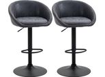 Fortuna Lai Set Di 2 Sgabelli Da Bar Sgabelli Da Bar Regolabili In Altezza Con Braccioli E Schienale In Ecopelle Grigia 57X50X84-104 Cm Con Poggiapiedi