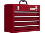 Fortuna Lai Valigetta Portautensili Vuota, 51 X 22 X 39,5 Cm Cassetta Portautensili Con 4 Cassetti, Scomparto Superiore, Maniglia, Cassetta Portautensili Con Serratura, Acciaio