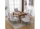 Fortuna Lai Sedia Da Pranzo (Sedia Da Cucina, Sedia Da Salotto, 6 Pezzi), Sedia Imbottita Con Rivestimento Con Borchie, Gambe In Legno Massello, Rivestimento In Velluto, Grigio