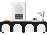 Mobile Tv Fortuna Lai Con Due Cassetti E Due Ante, Mobile Tv, Pannello Tv, Mobile Tv Basso. Design Classico Bianco E Nero. 180 X 38 X 45 Cm (L X P X A)