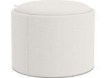 Fortuna Lai Pouf Pouf Rotondo Imbottito Con Vano Contenitore, Coperchio Ribaltabile, Effetto Lino, Per Soggiorno, Camera Da Letto, Color Crema, Ø56 X 42 Cm