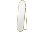 Specchio A Figura Intera Fortuna Lai, Specchio Da Parete 160 X 40 Cm Con Supporto, Cornice In Metallo, Specchio Ovale Da Appoggio Per Soggiorno, Camera Da Letto, Oro |