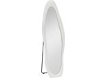Specchio A Figura Intera Fortuna Lai 50 X 160 Cm Specchio Da Terra Con Cornice Rivestita In Velluto, Specchio Da Parete Ondulato Irregolare Per Camera Da Letto, Soggiorno, Bianco